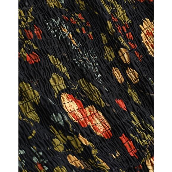 Cider Fruit Print Square Neck Puff Sleeve Midi Dress – Curve 1XL - Picture 8 of 9